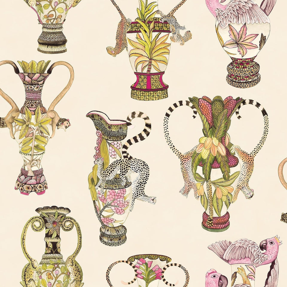 Khulu Vases wallpaper by Cole & Son — Multi on Cream