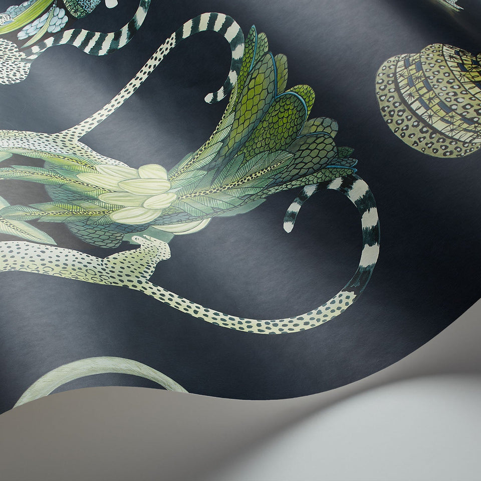 Khulu Vases wallpaper by Cole & Son — Multi Greens & Blues on Ink