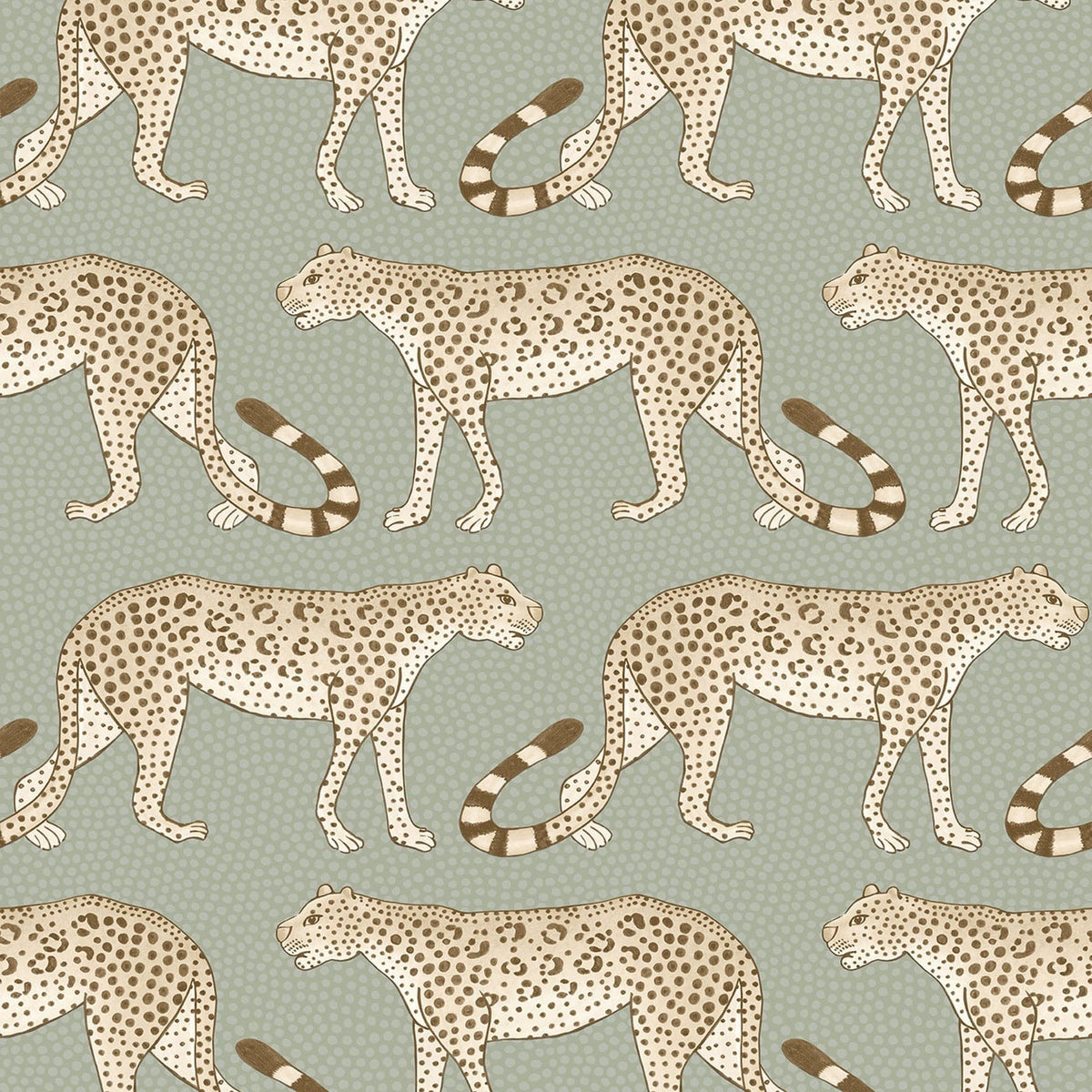 Leopard Walk wallpaper by Cole & Son — Linen on Soft Olive