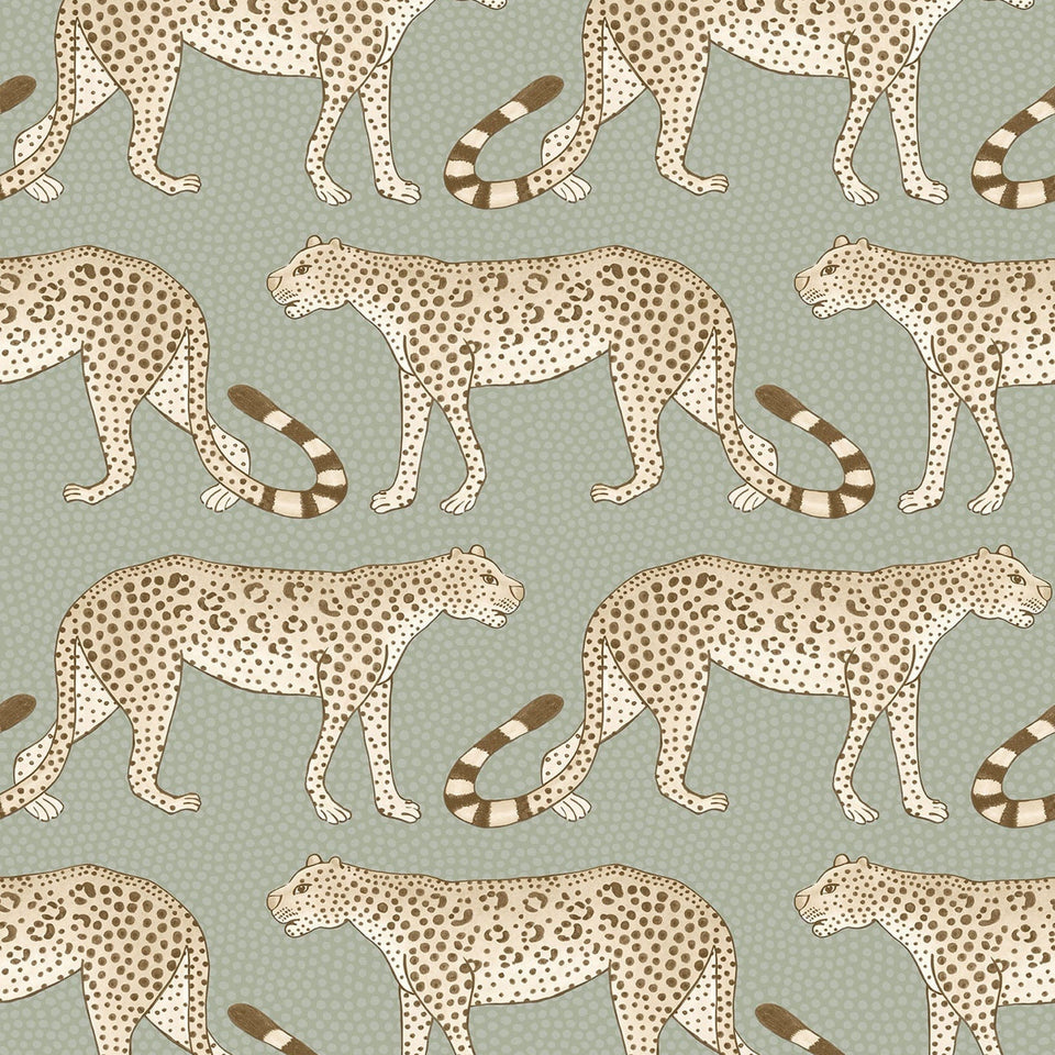 Leopard Walk wallpaper by Cole & Son — Linen on Soft Olive
