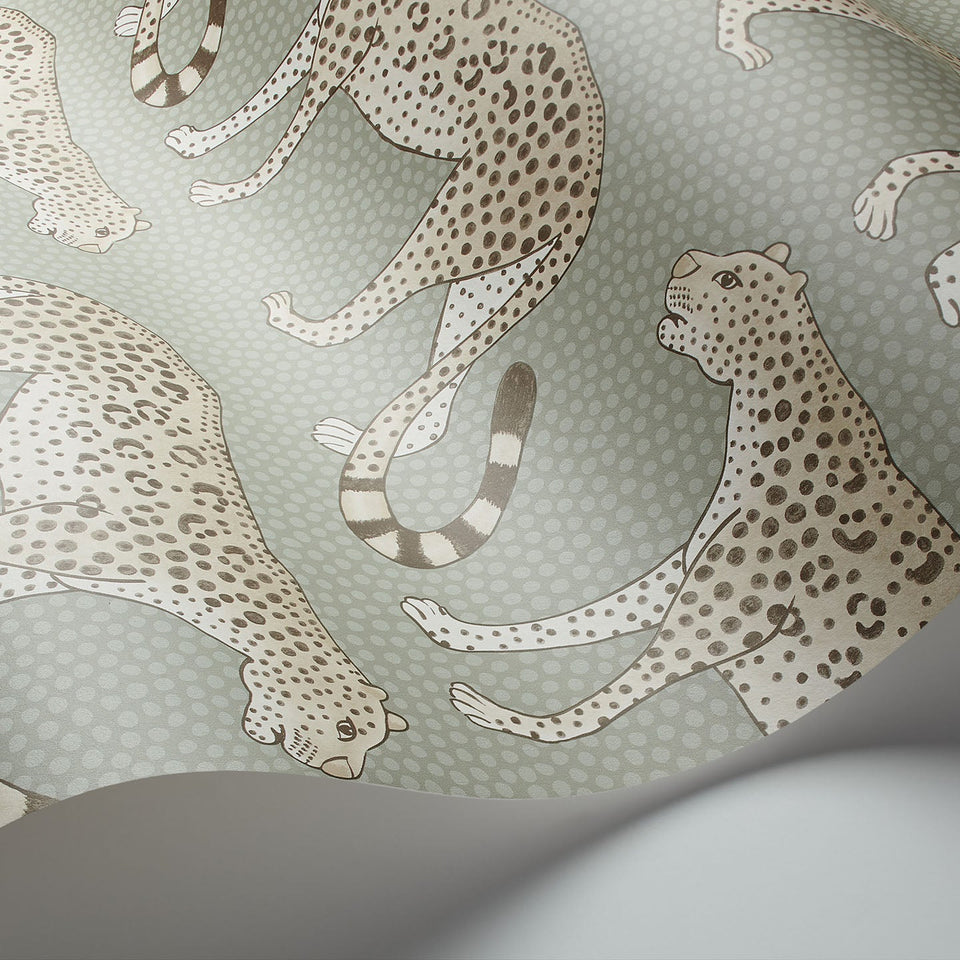 Leopard Walk wallpaper by Cole & Son — Linen on Soft Olive