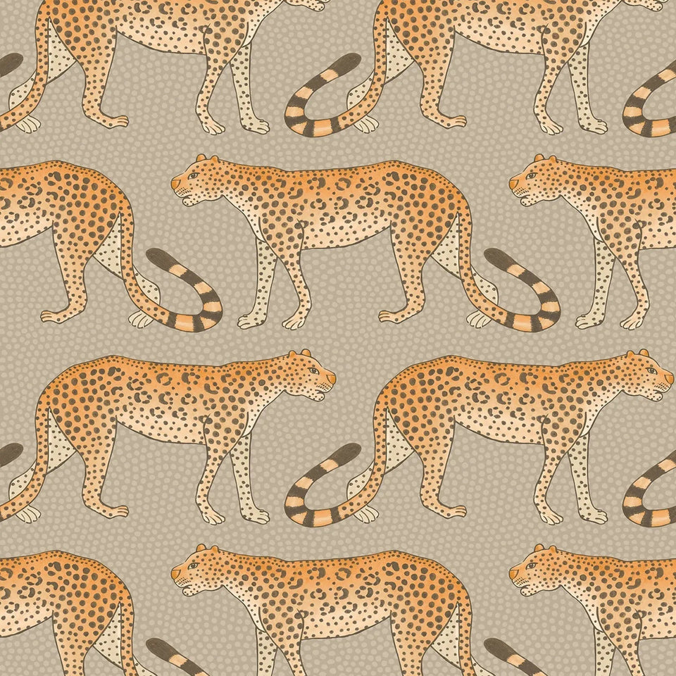Leopard Walk wallpaper by Cole & Son — Orange on Linen