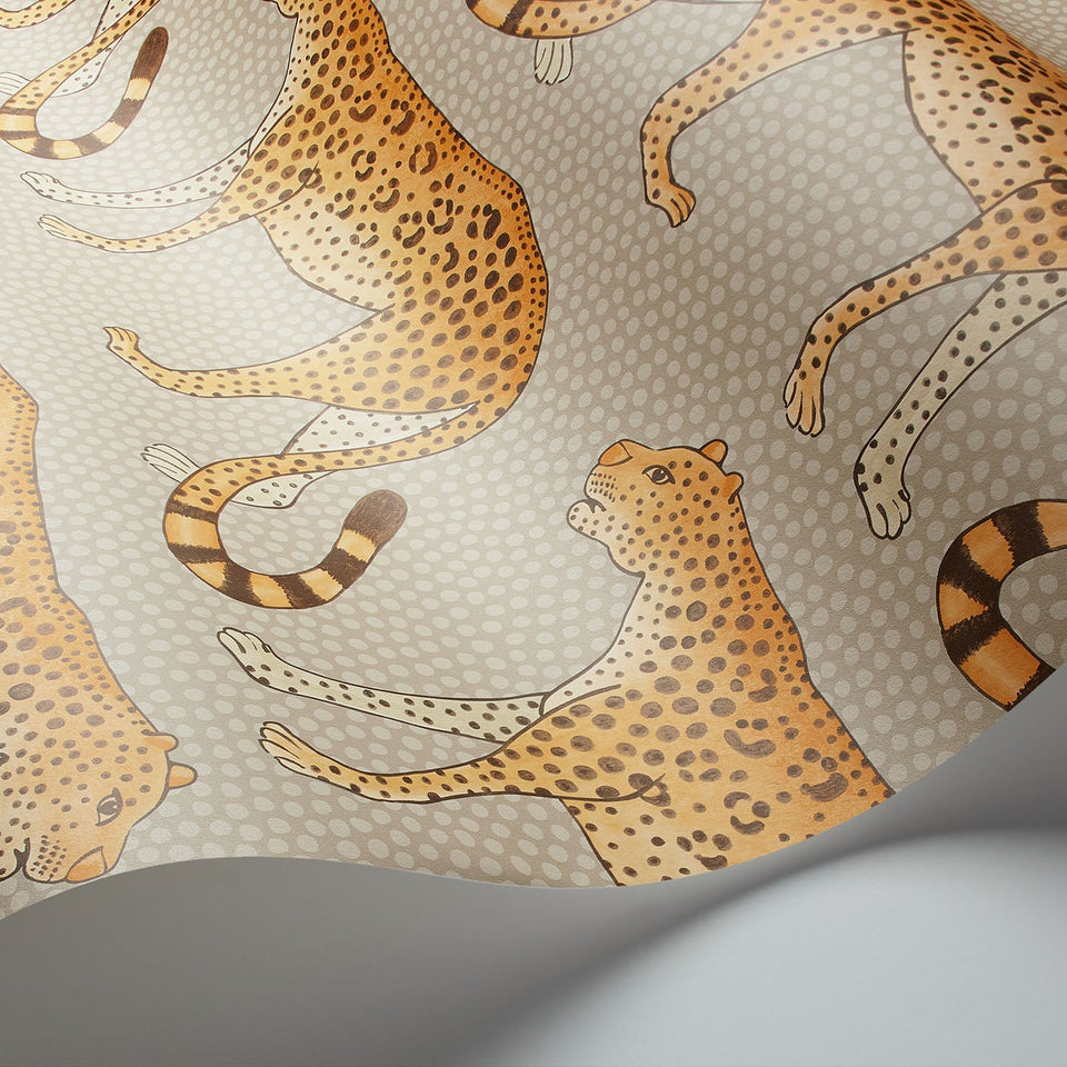 Leopard Walk wallpaper by Cole & Son — Orange on Linen
