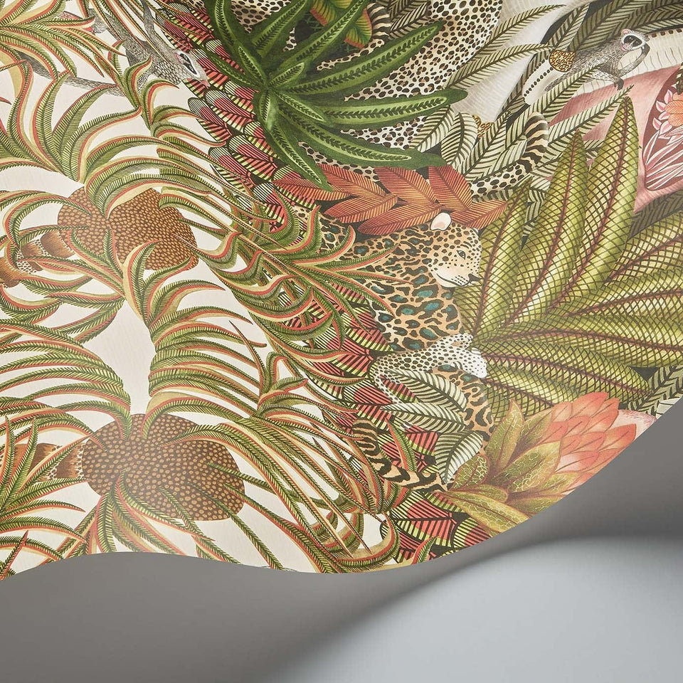 Letaba March wallpaper by Cole & Son — Spring Green & Ginger on Cream