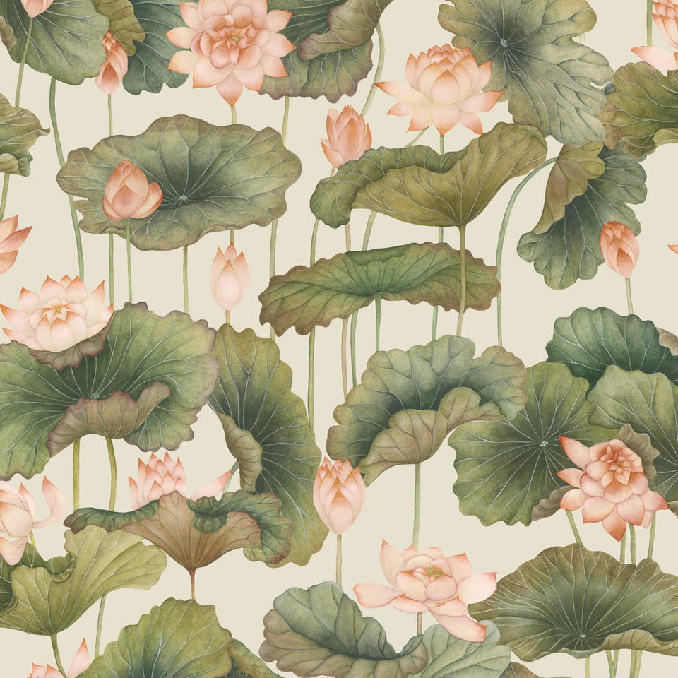 Lily Lotus wallpaper by Cole & Son — Orange & Olive