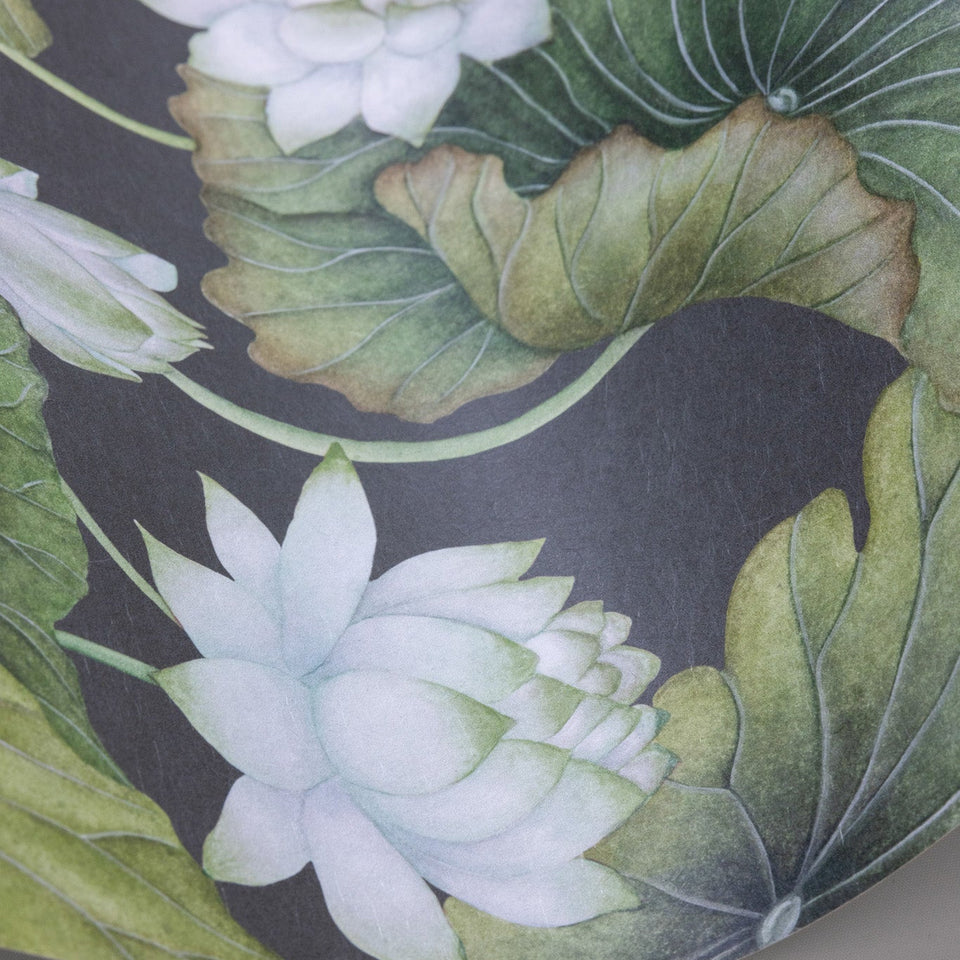 Lily Lotus wallpaper by Cole & Son — White on Charcoal