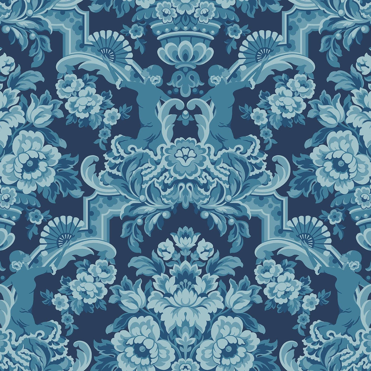 Lola wallpaper by Cole & Son — China Blue on Midnight