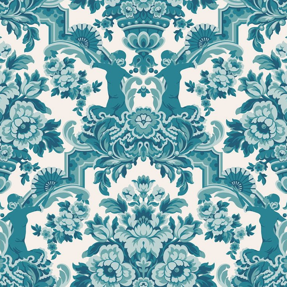 Lola wallpaper by Cole & Son — Petrol Blue on White
