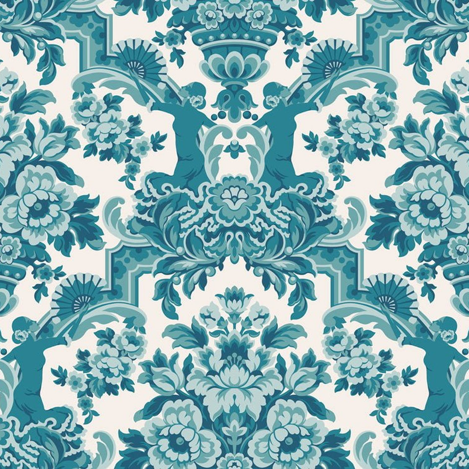Lola wallpaper by Cole & Son — Petrol Blue on White