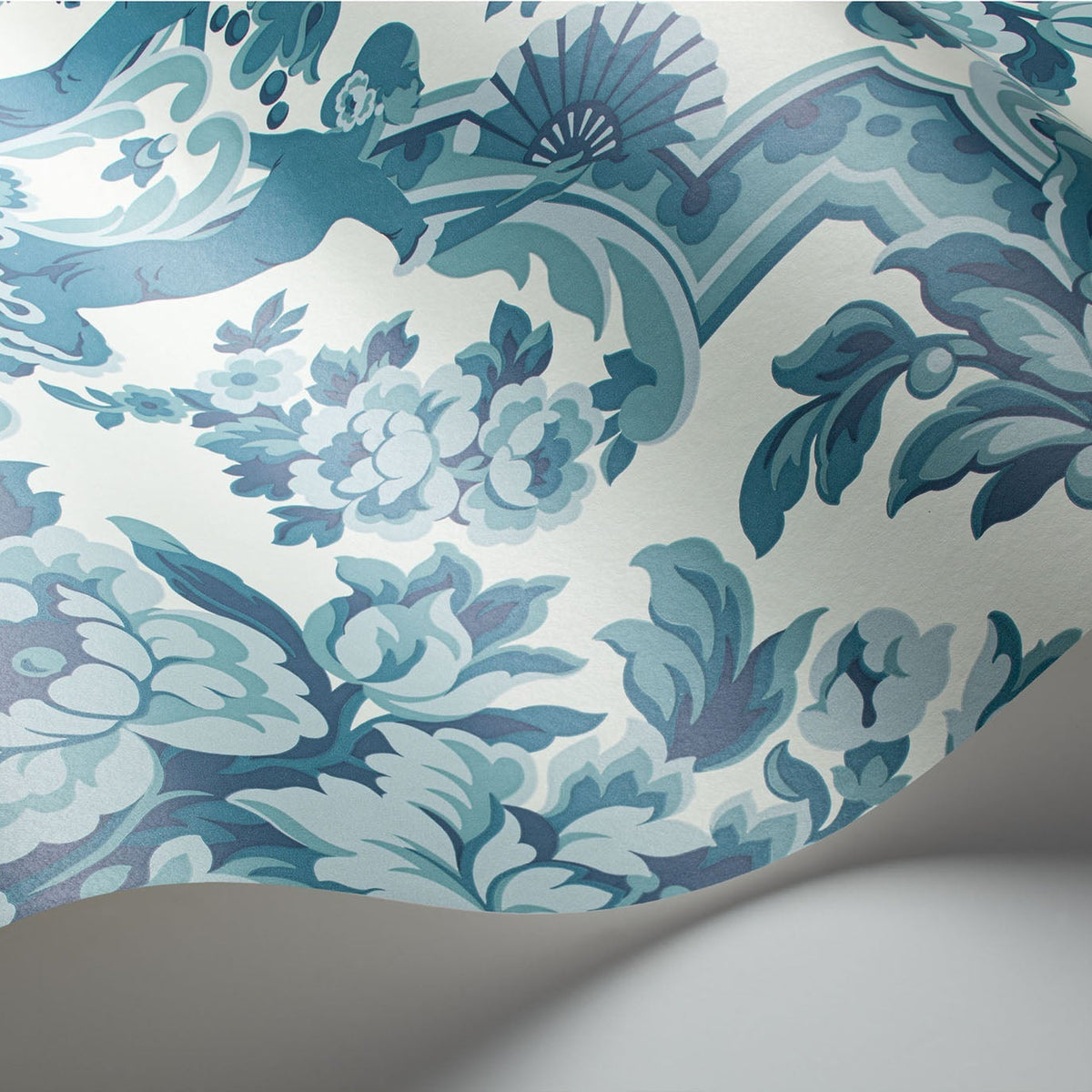 Lola wallpaper by Cole & Son — Petrol Blue on White