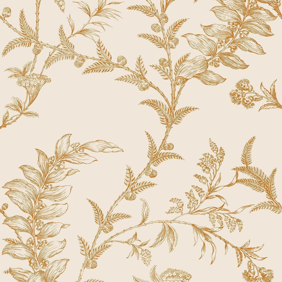 Ludlow wallpaper by Cole & Son in Metallic Copper on Dark Parchment