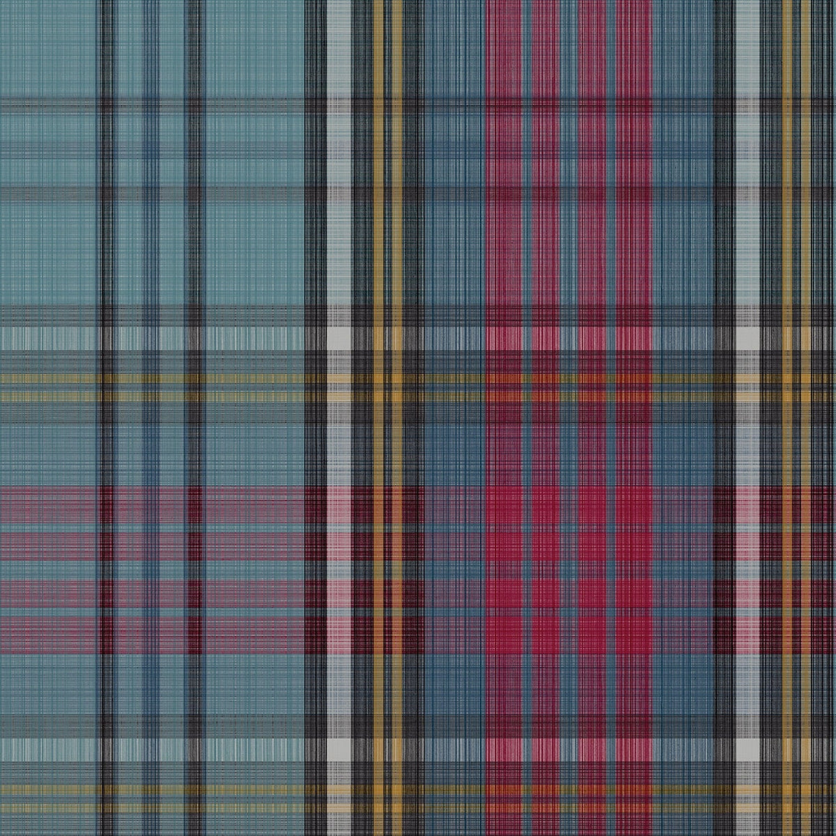 MacAndreas Tartan wallpaper by Cole & Son in Petrol & Rouge