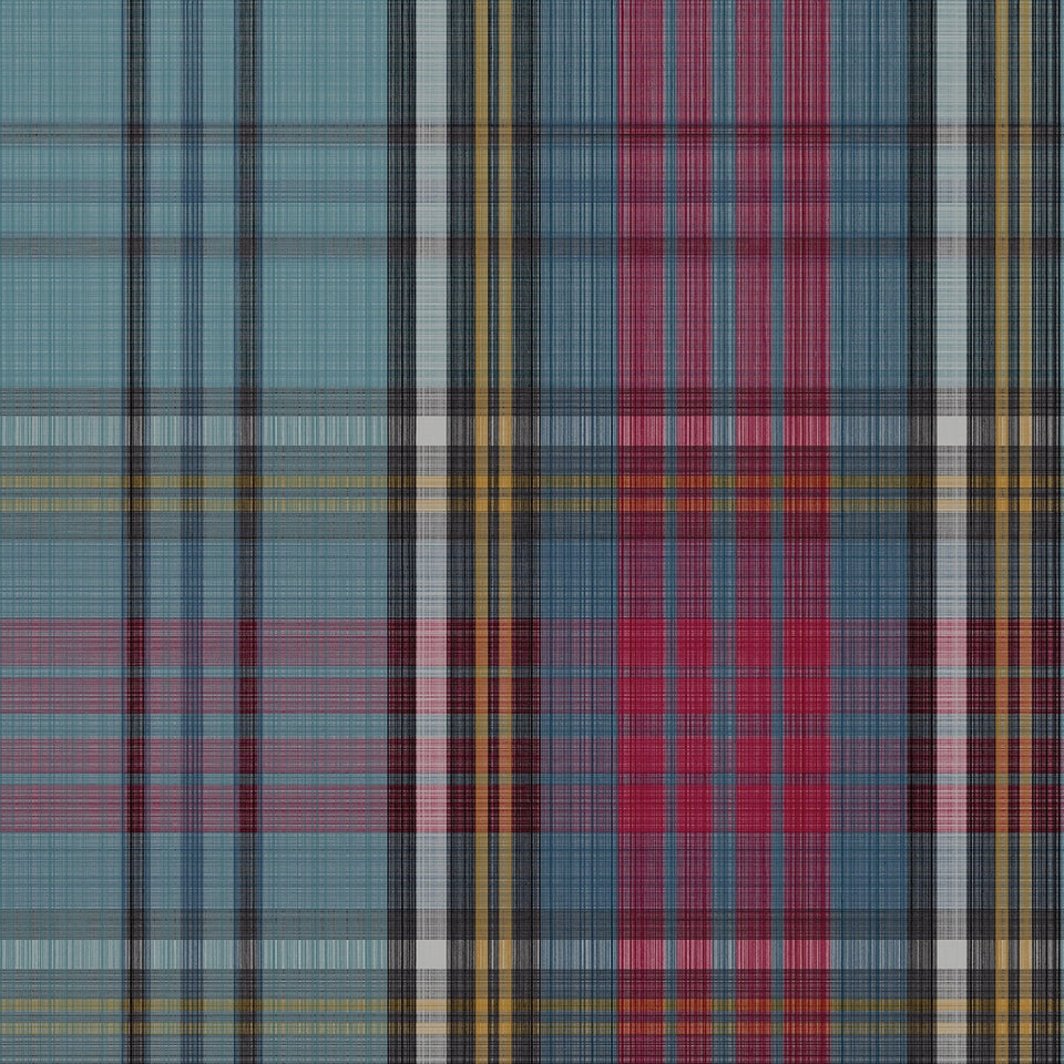 MacAndreas Tartan wallpaper by Cole & Son in Petrol & Rouge