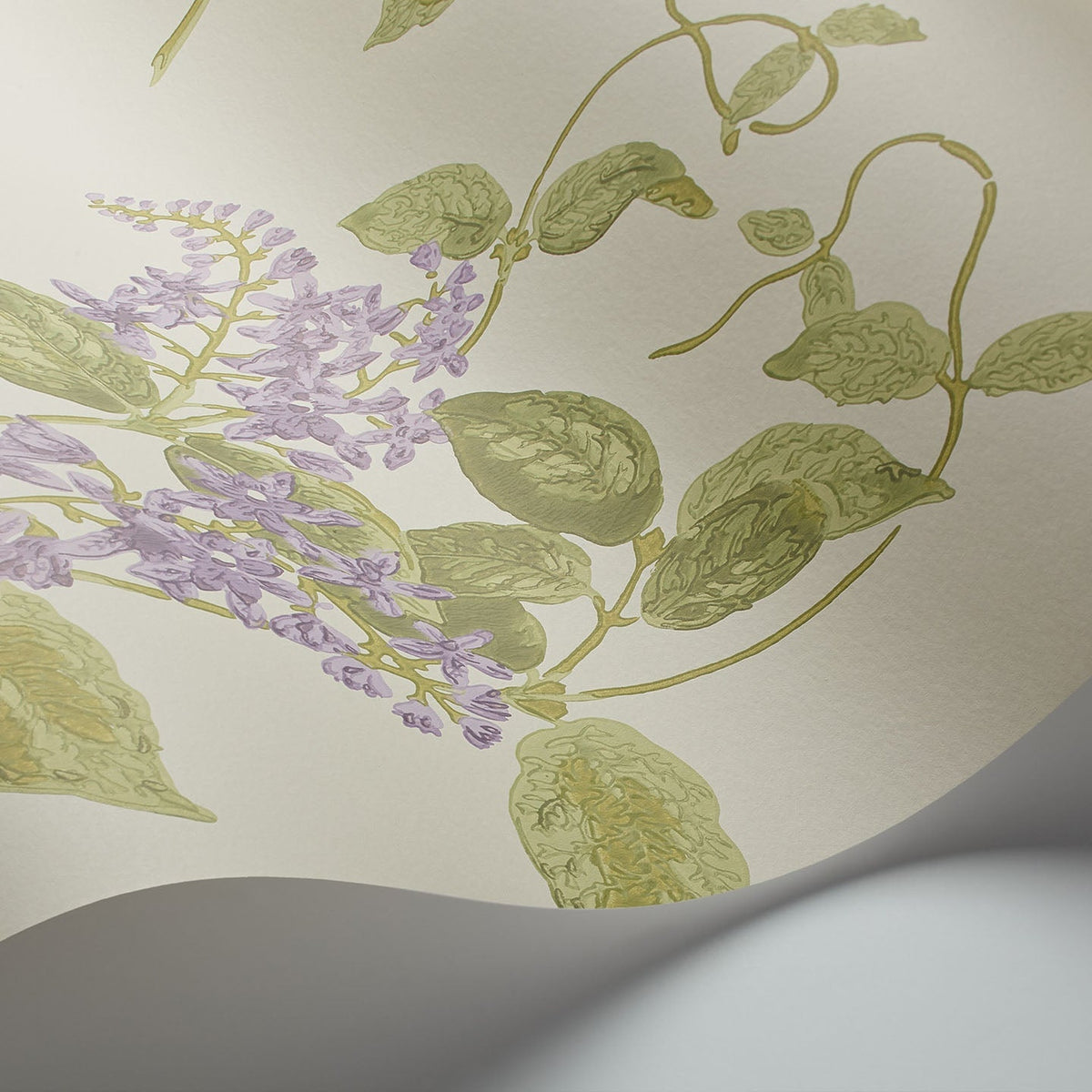 Madras Violet wallpaper by Cole & Son in Purple & Olive on Cream, detail