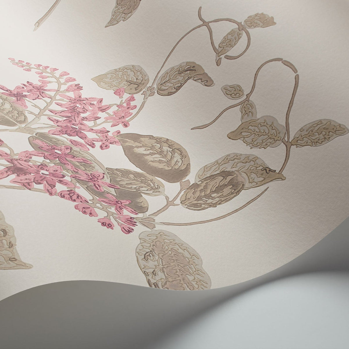 Madras Violet wallpaper by Cole & Son in Fuchsia & Linen on Parchment, detail