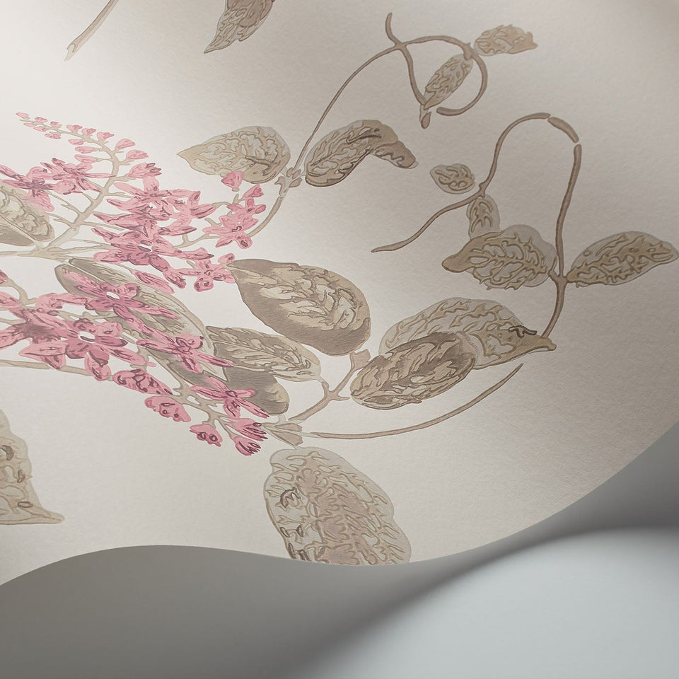 Madras Violet wallpaper by Cole & Son in Fuchsia & Linen on Parchment, detail