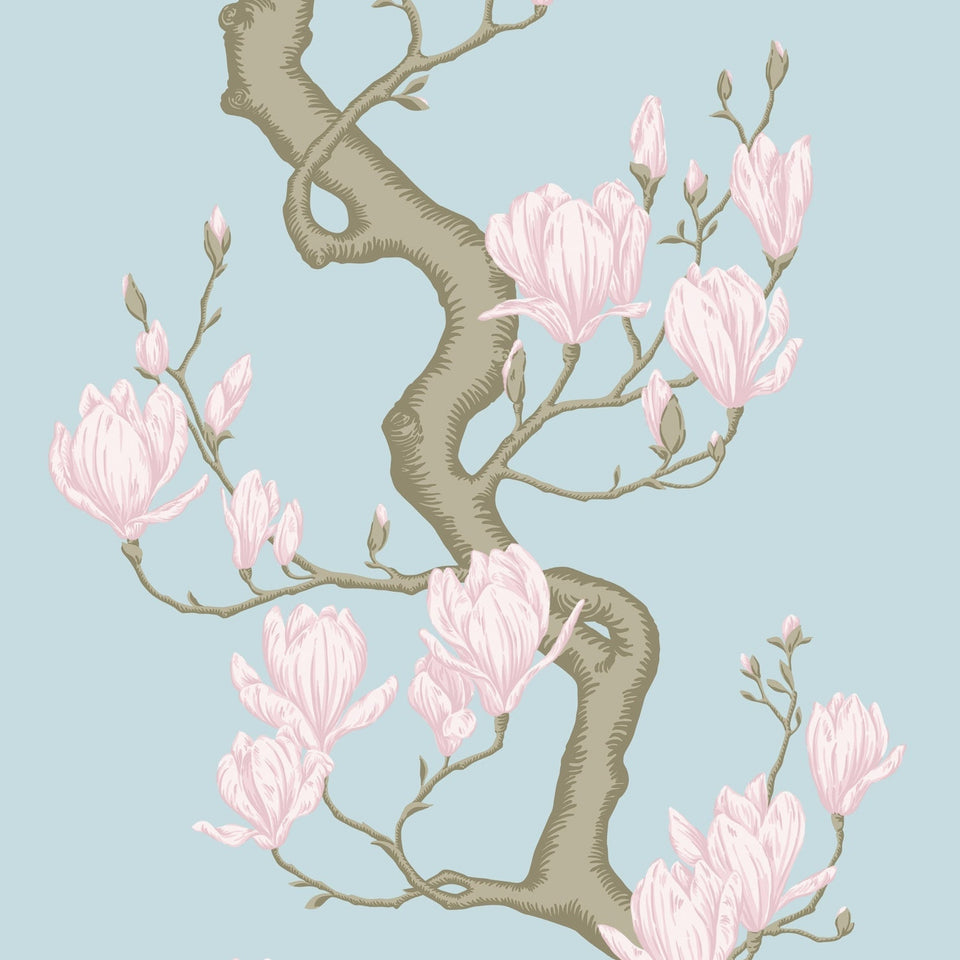 Magnolia Tree wallpaper by Cole & Son, Sky Blue and Blush