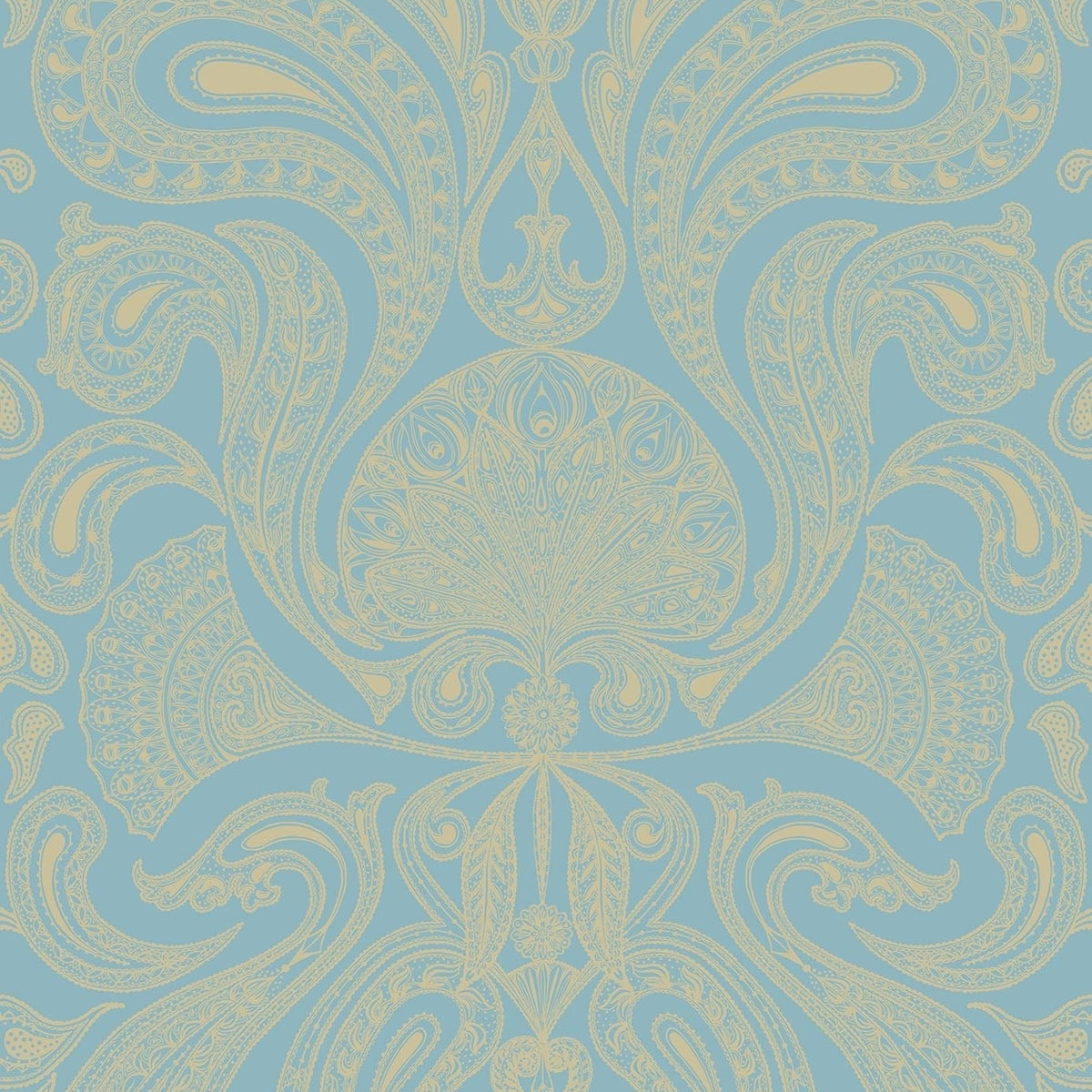 Malabar wallpaper by Cole & Son, Metallic Gilver on Petrol