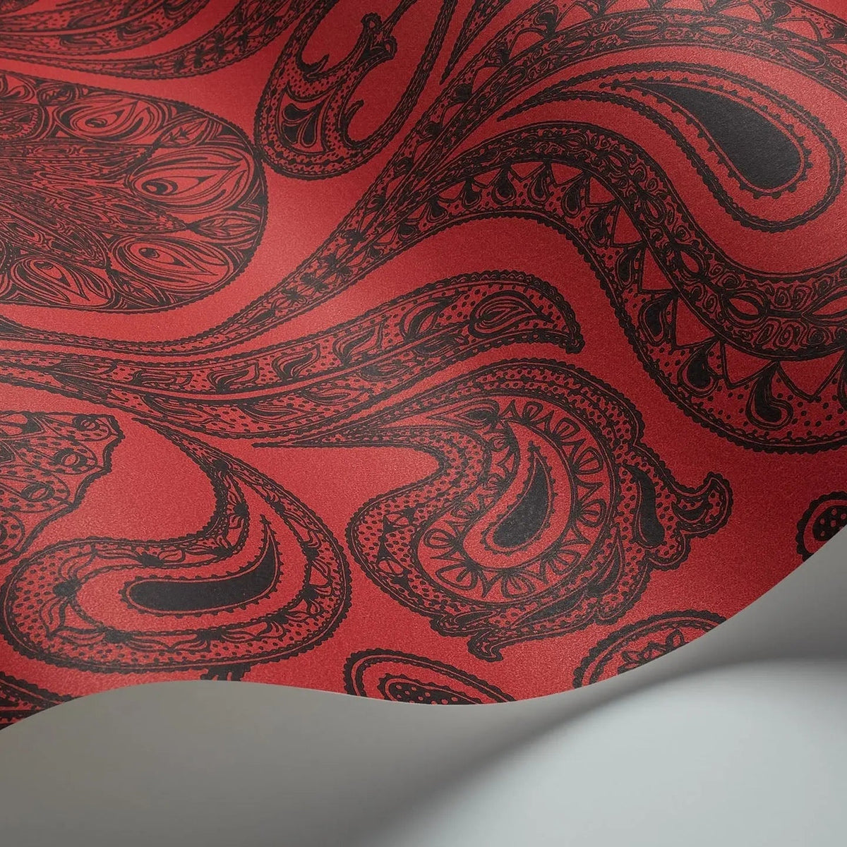 Malabar wallpaper by Cole & Son, Black on Red, detail