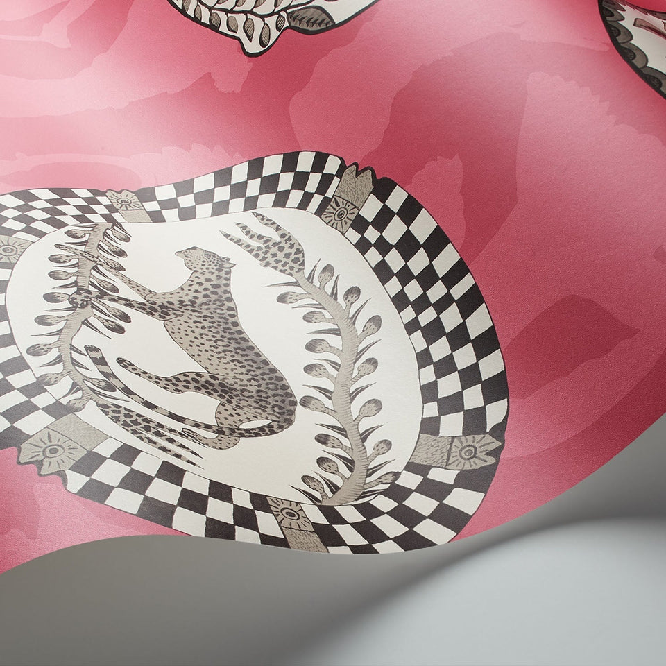Matrinah wallpaper by Cole & Son, Soot & Snow on Fuchsia, detail
