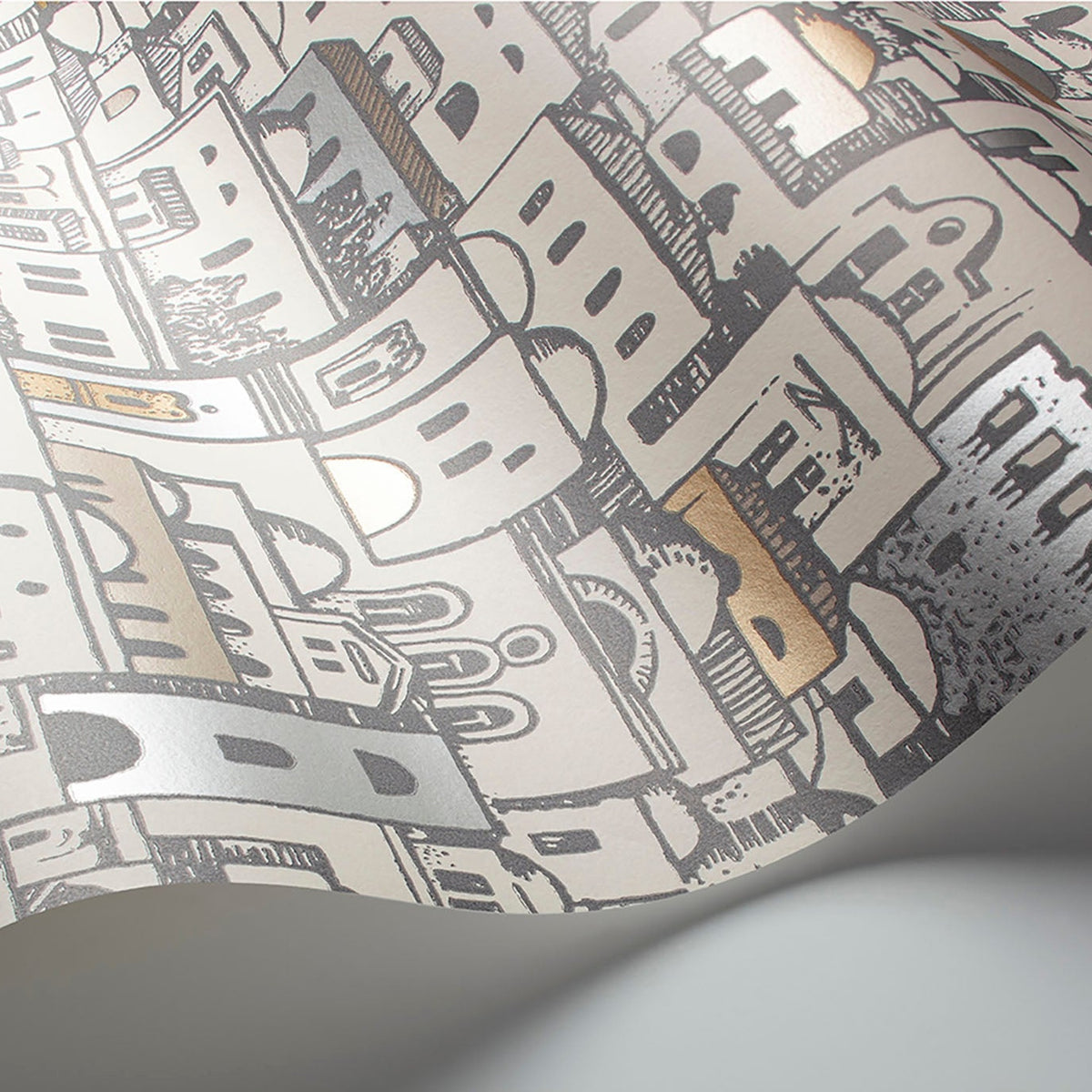 Mediterranea wallpaper by Cole & Son, White & Metallic Gilver, detail