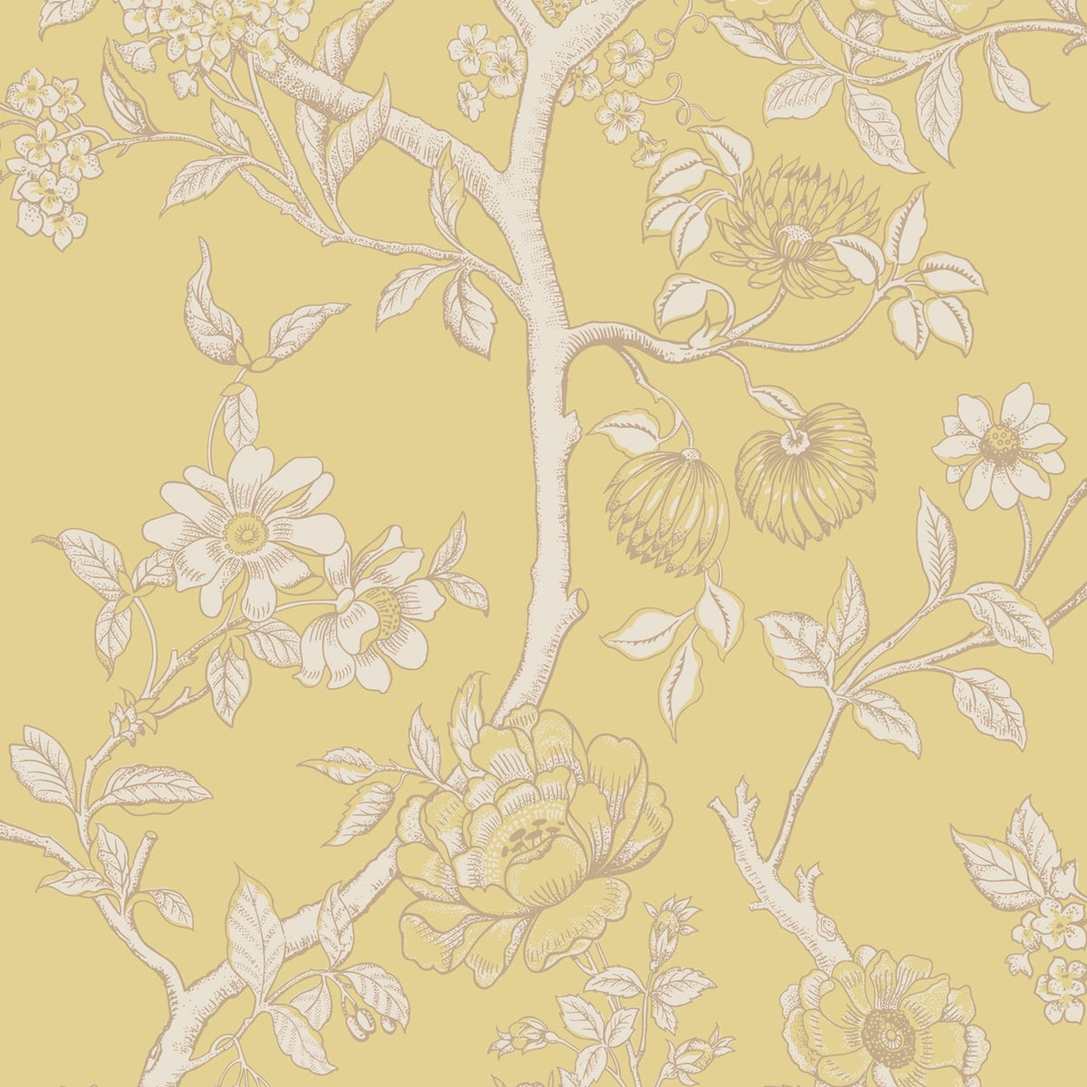 Cole & Son Paradise Tree wallpaper — Buttercup Yellow and Cream