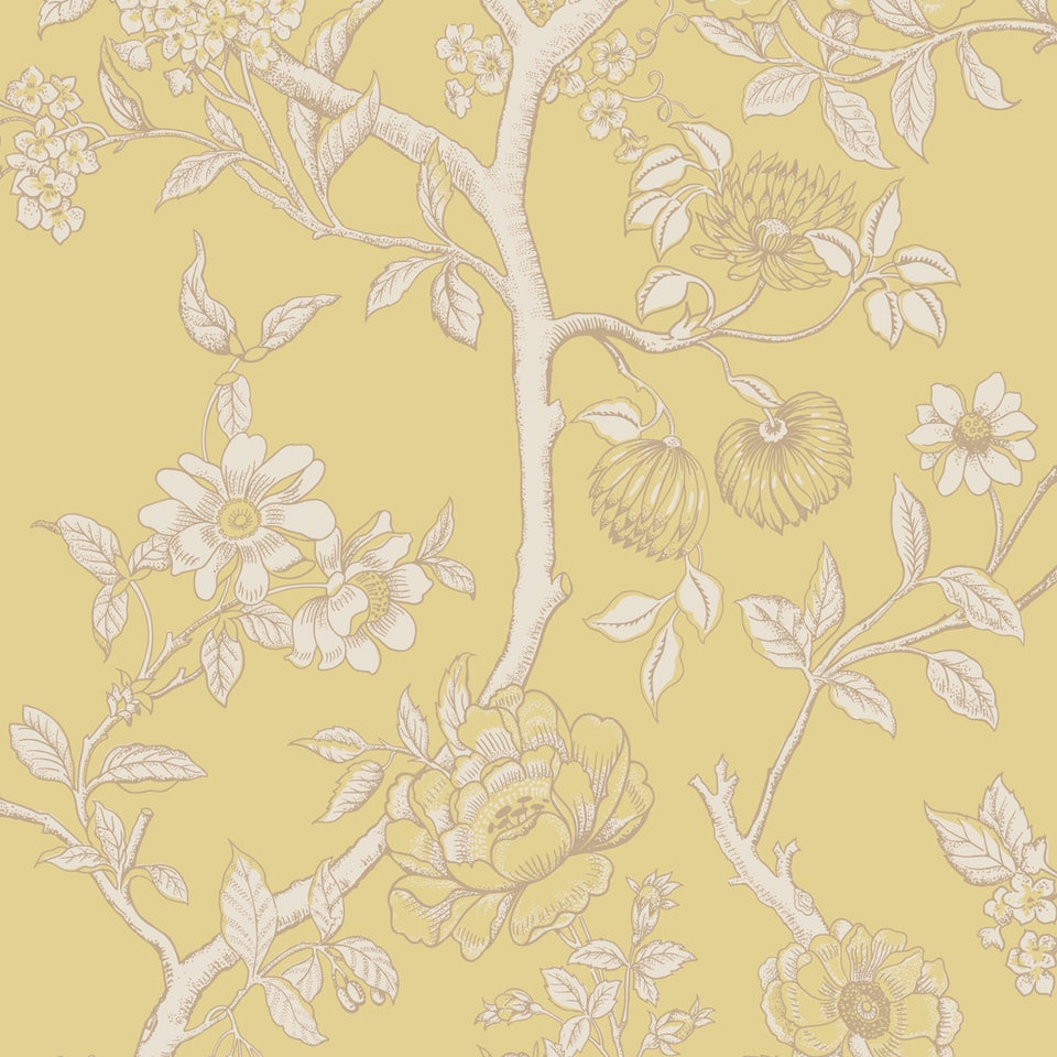 Cole & Son Paradise Tree wallpaper — Buttercup Yellow and Cream