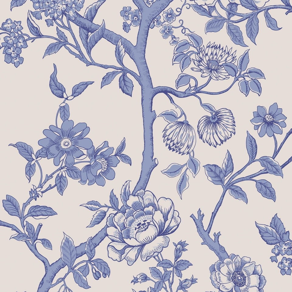 Cole & Son Paradise Tree wallpaper — Cornflower Blue and Soft White