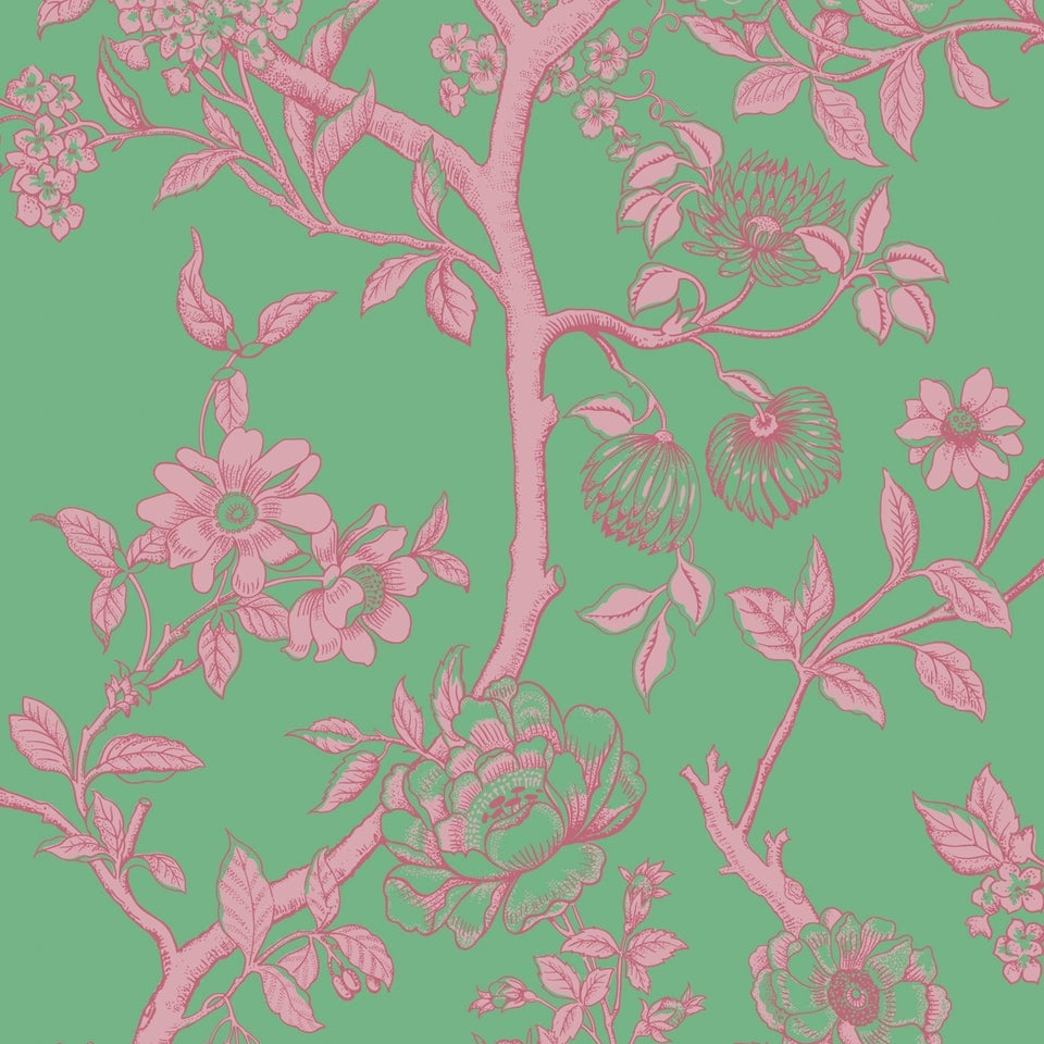 Cole & Son Paradise Tree wallpaper — Emerald and Petal Pink
