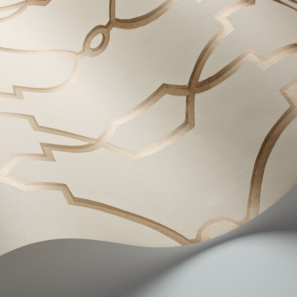 Cole & Son Parterre wallpaper — Metallic Antique Gold on White detail