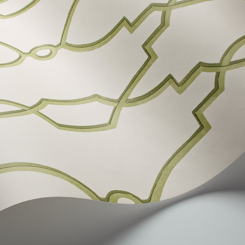 Cole & Son Parterre wallpaper — Olive Green on White detail