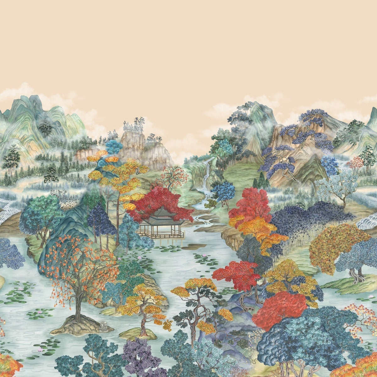 Cole & Son Pavilion mural in Soft Maple — design detail