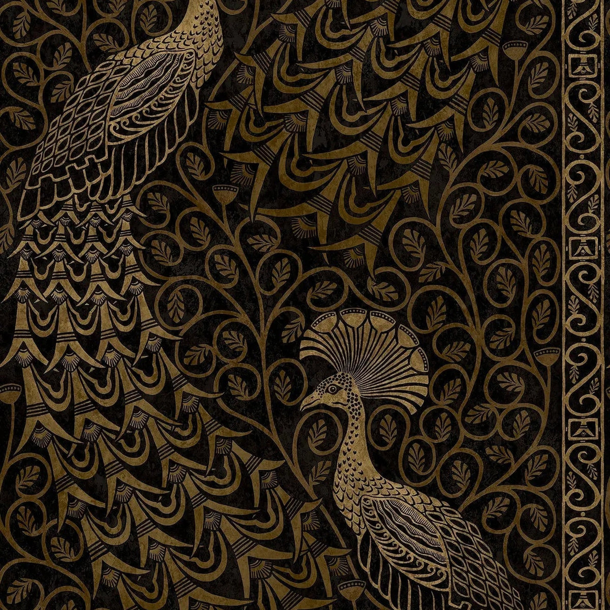 Cole & Son Pavo Parade wallpaper — Metallic Gold on Soot