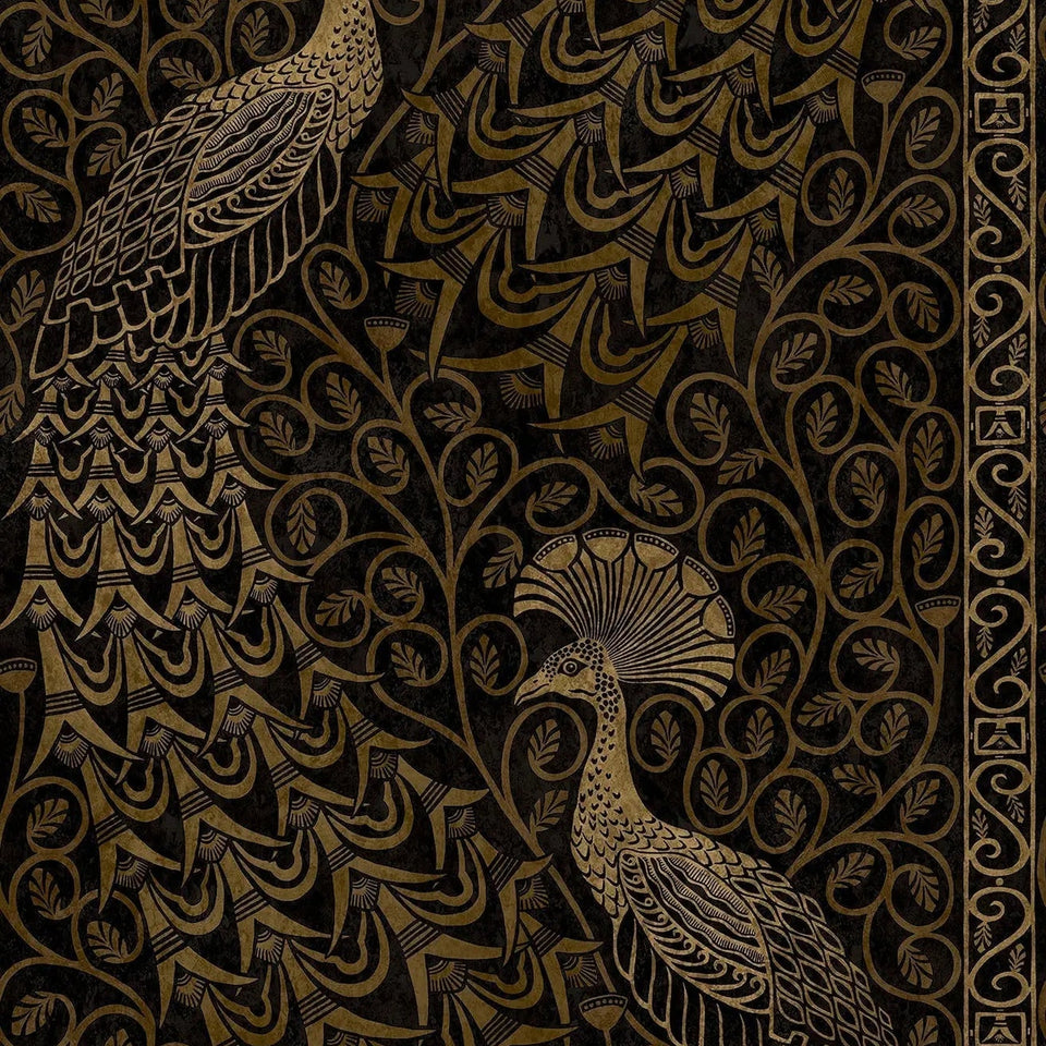 Cole & Son Pavo Parade wallpaper — Metallic Gold on Soot