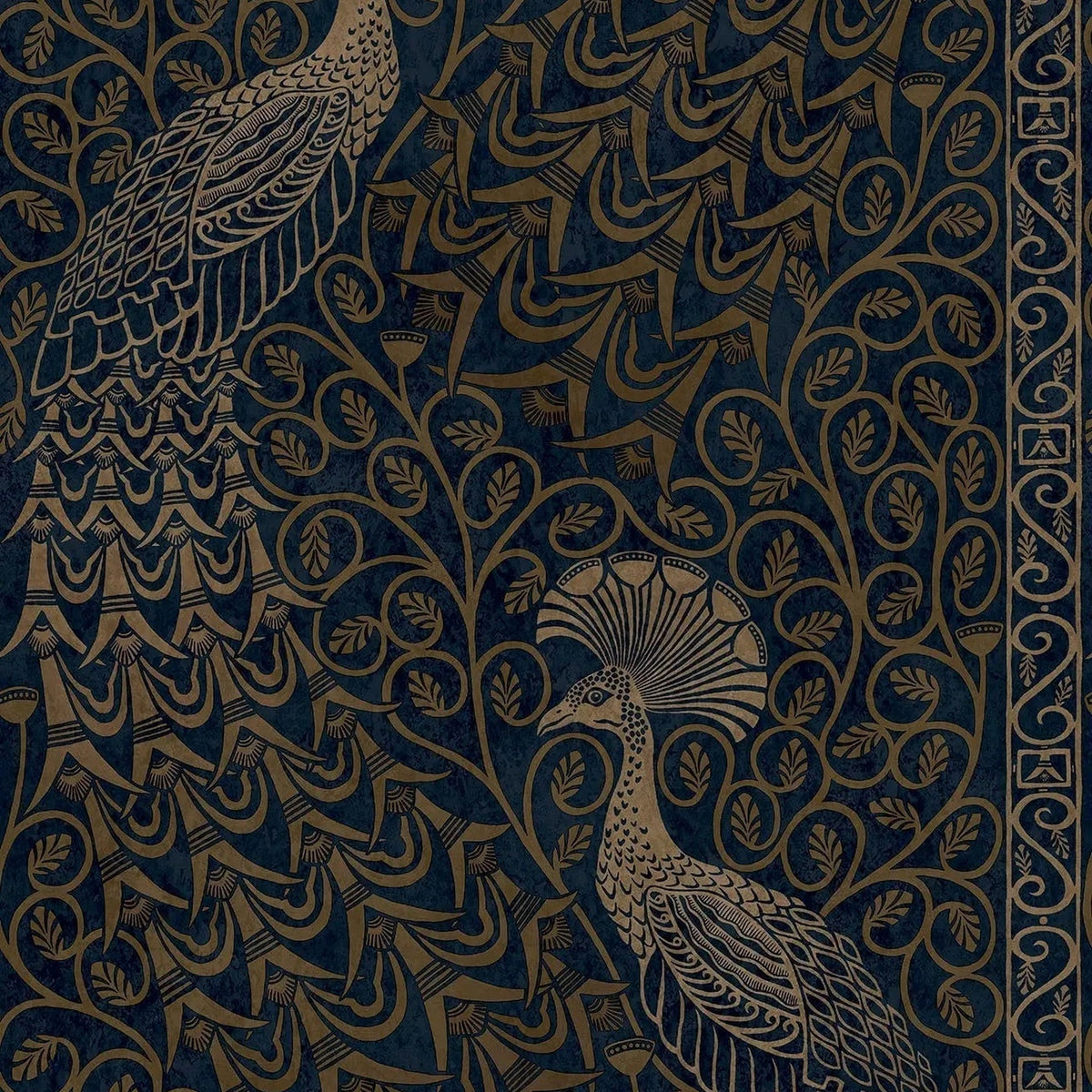 Cole & Son Pavo Parade wallpaper — Metallic Bronze on Midnight