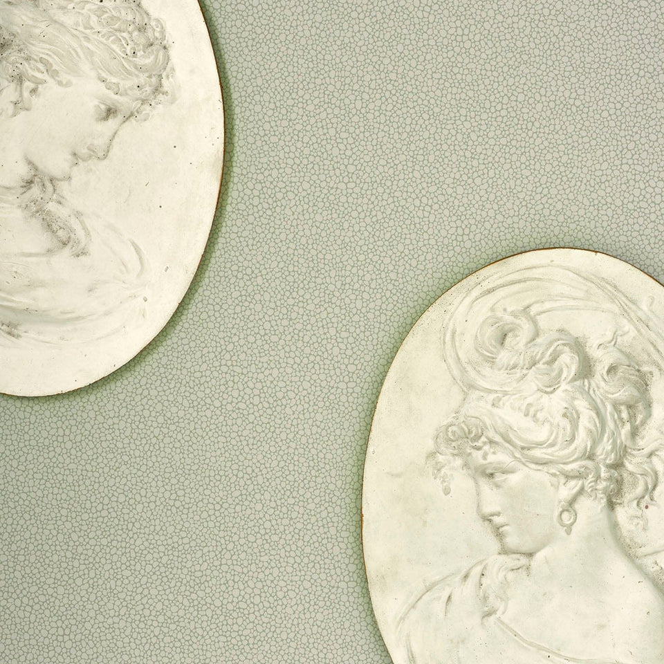Cole & Son Pebble wallpaper — Soft Olive room setting