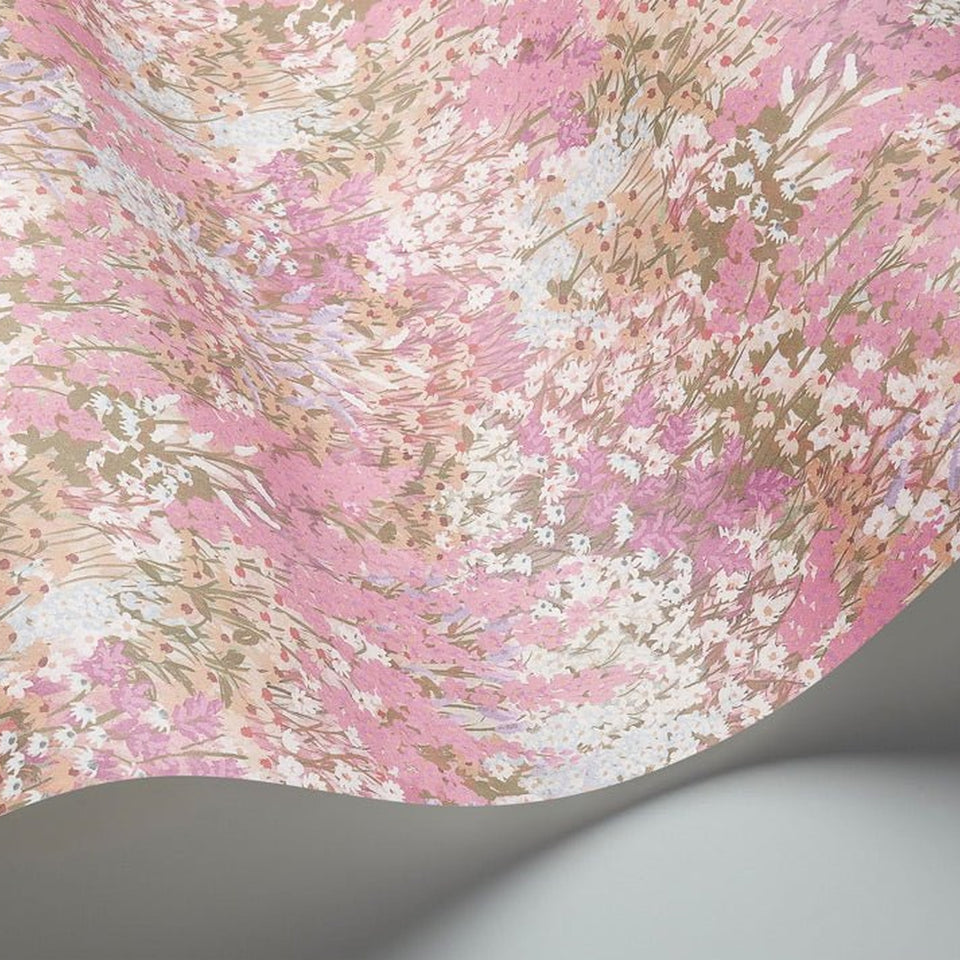 Cole & Son Petite Fleur wallpaper — Cerise & Eau de Nil detail