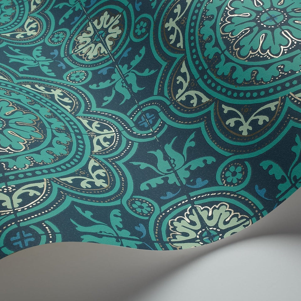Cole & Son Piccadilly wallpaper — Teal & Ink detail
