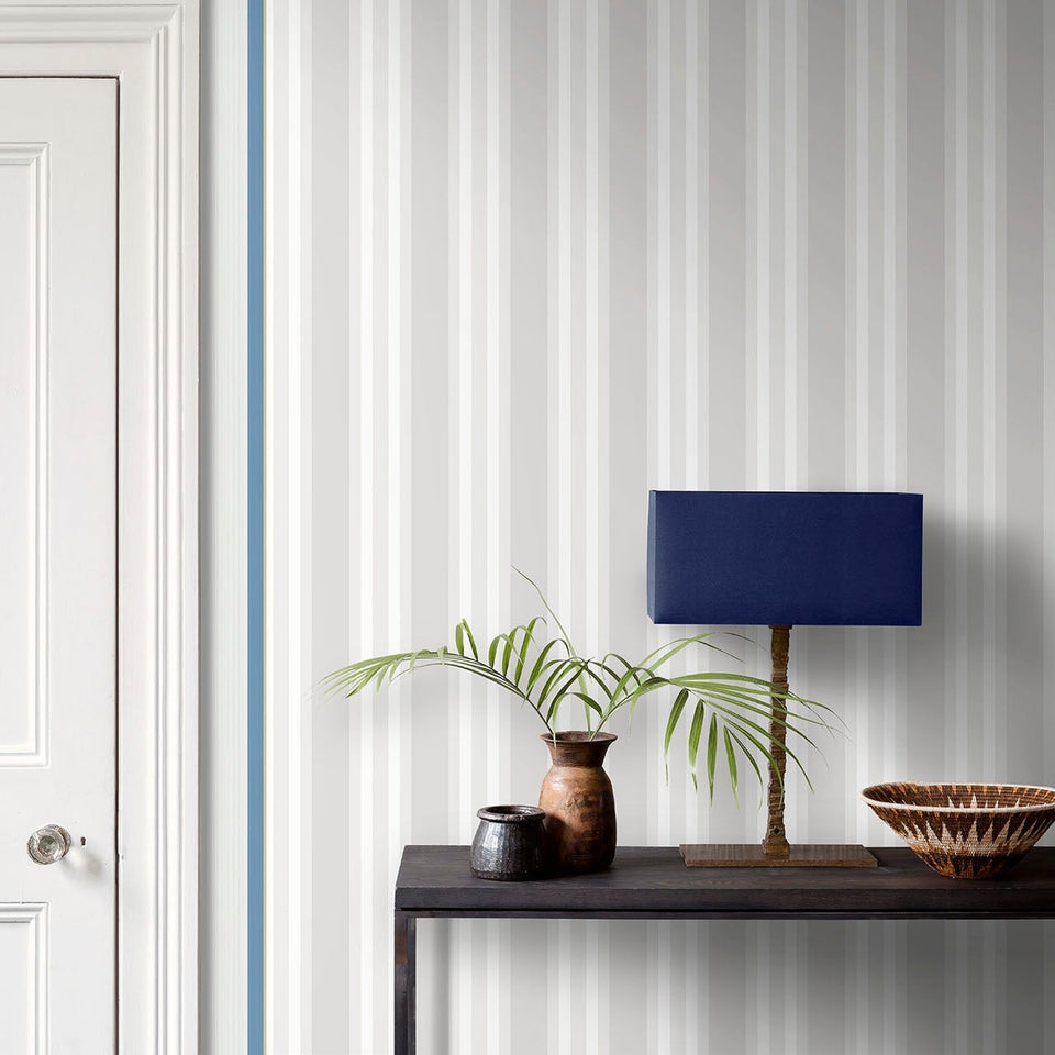 Cole & Son Polo Stripe wallpaper — Stone room setting
