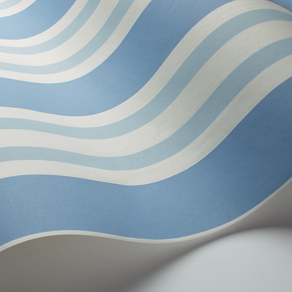 Cole & Son Polo Stripe wallpaper — Hyacinth Blue & Cerulean detail
