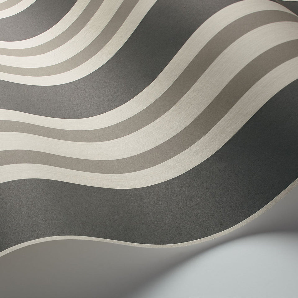Cole & Son Polo Stripe wallpaper — Soot & Parchment detail