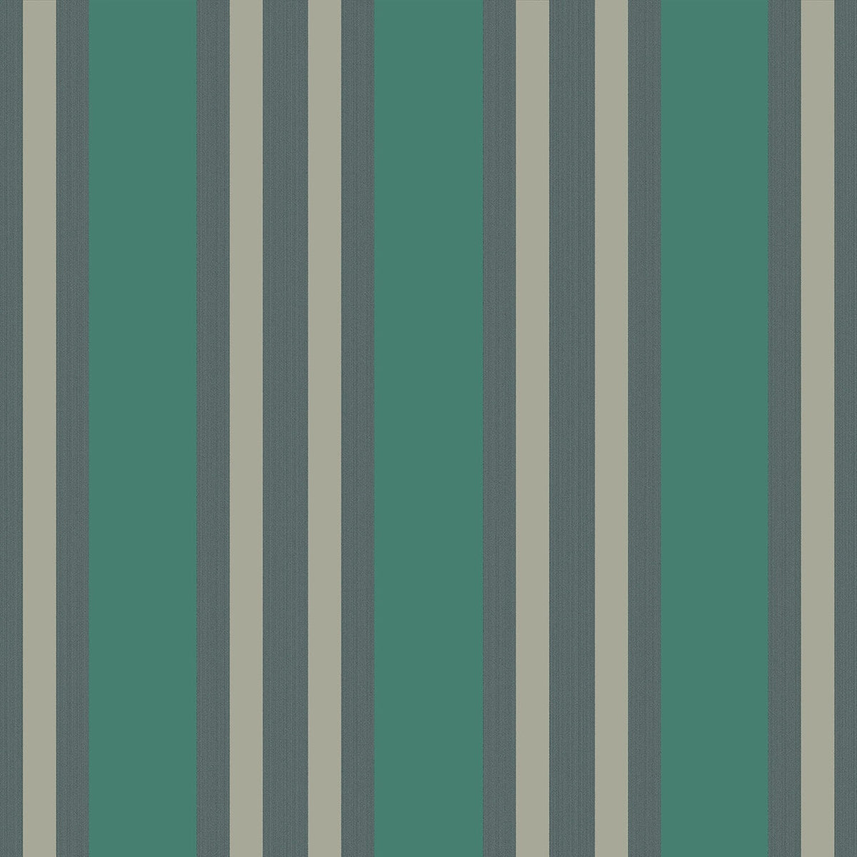 Cole & Son Polo Stripe wallpaper — Viridian & Metallic Gilver