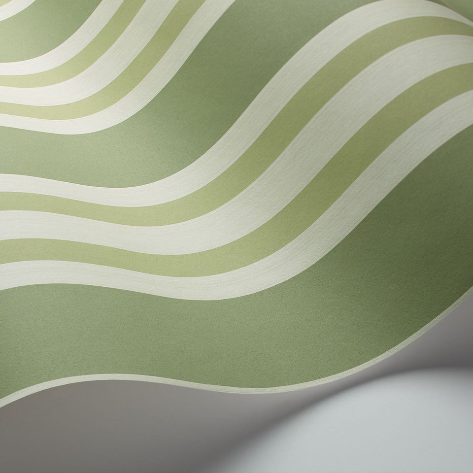 Cole & Son Polo Stripe wallpaper — Olive Green detail