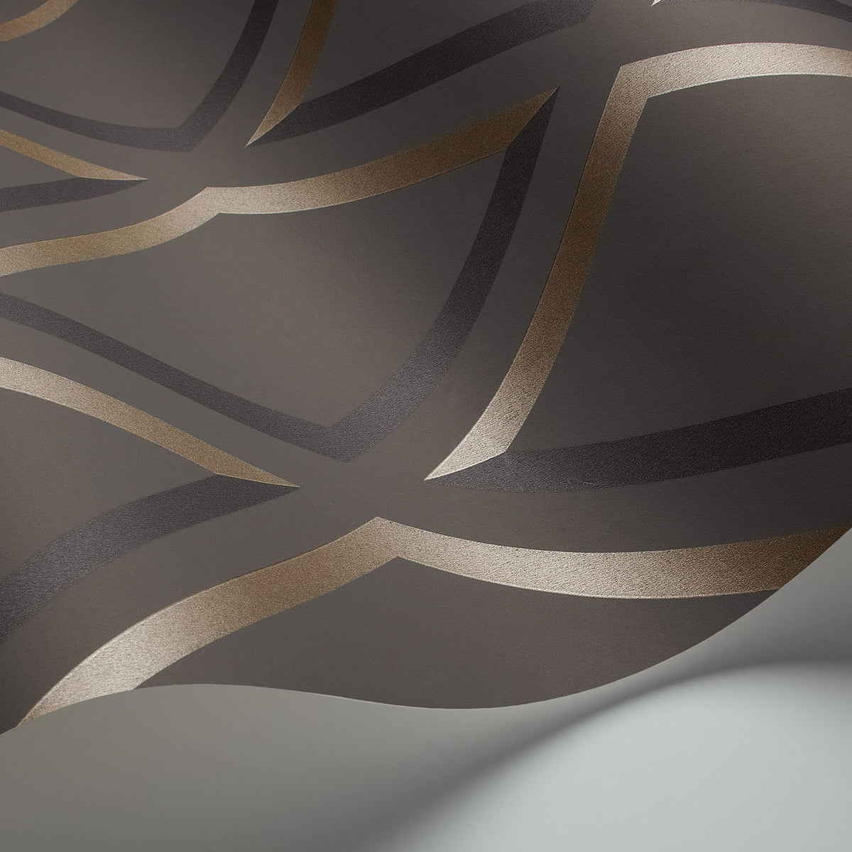 Cole & Son Pompeian wallpaper — Dark Pewter & Bronze on Soot detail