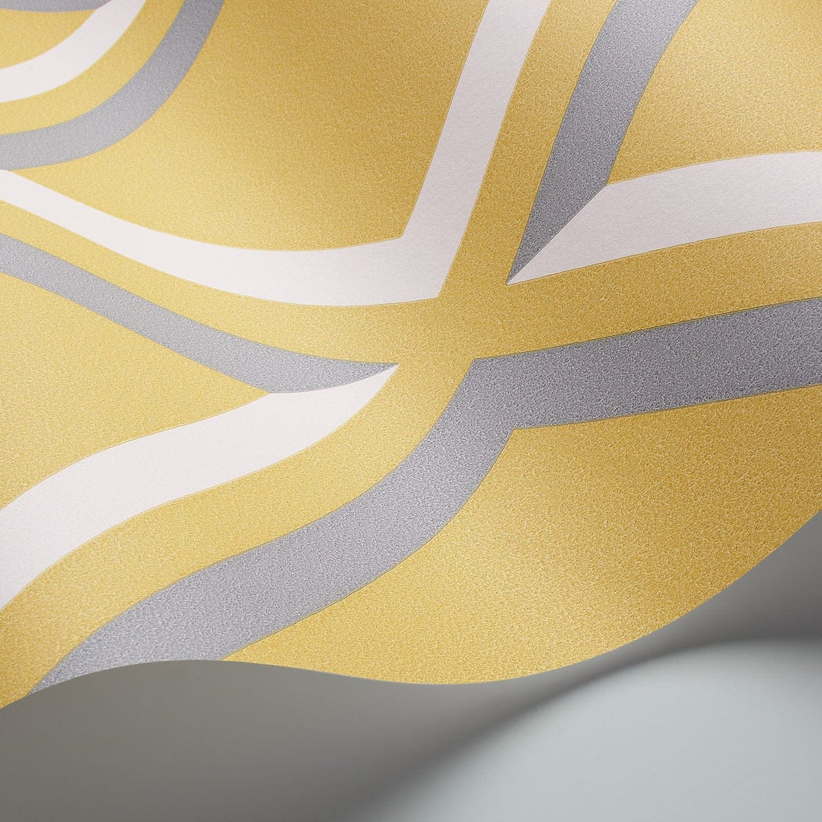 Cole & Son Pompeian wallpaper — White & Heath Grey on Chartreuse detail