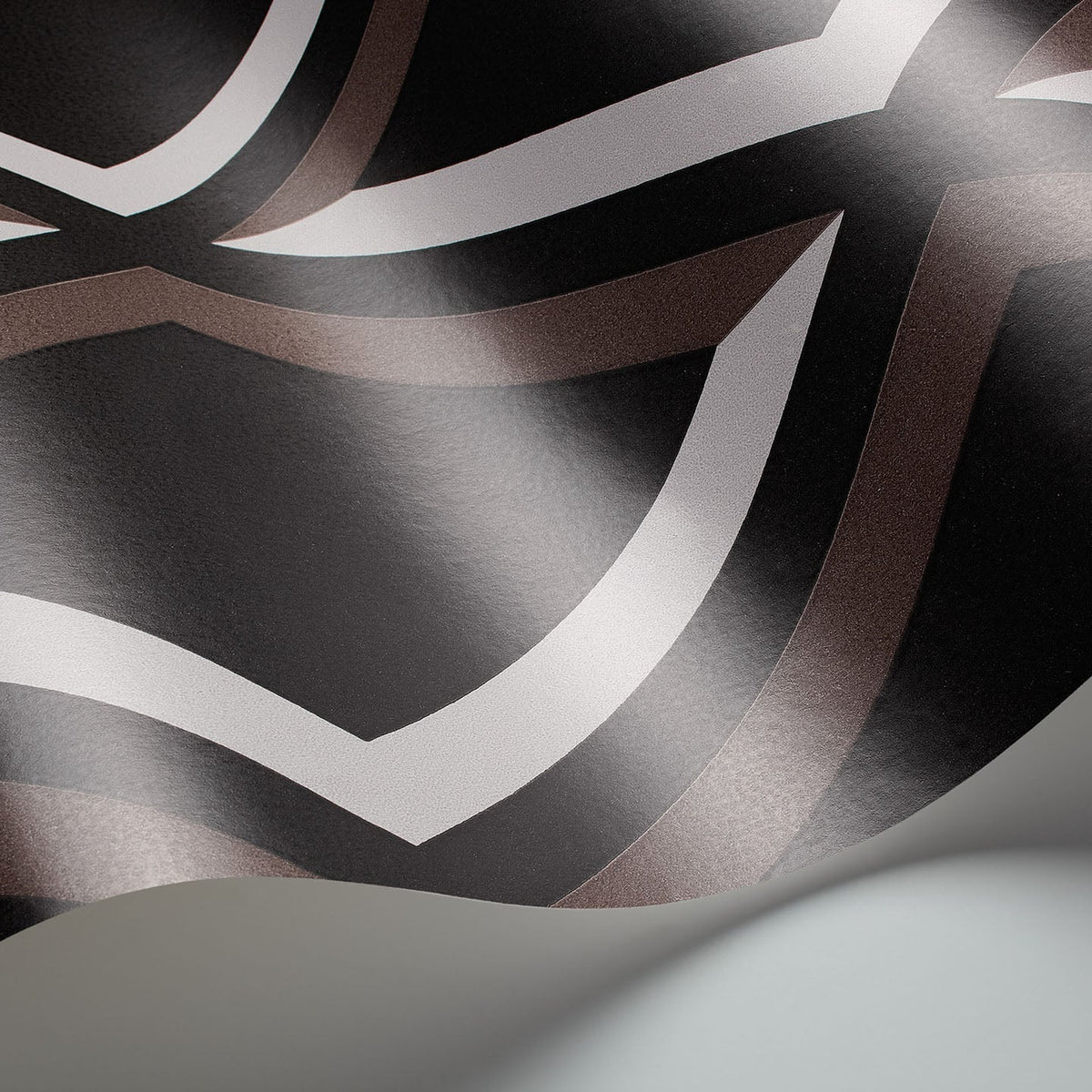 Cole & Son Pompeian wallpaper — Grey & Cedar on Charcoal detail