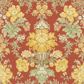 Cole & Son Poppies wallpaper — Soft Yellow, Cream and Spring Green on Terracotta