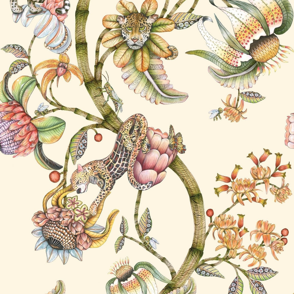 Protea Panthera wallpaper in Stone by Cole & Son — design detail