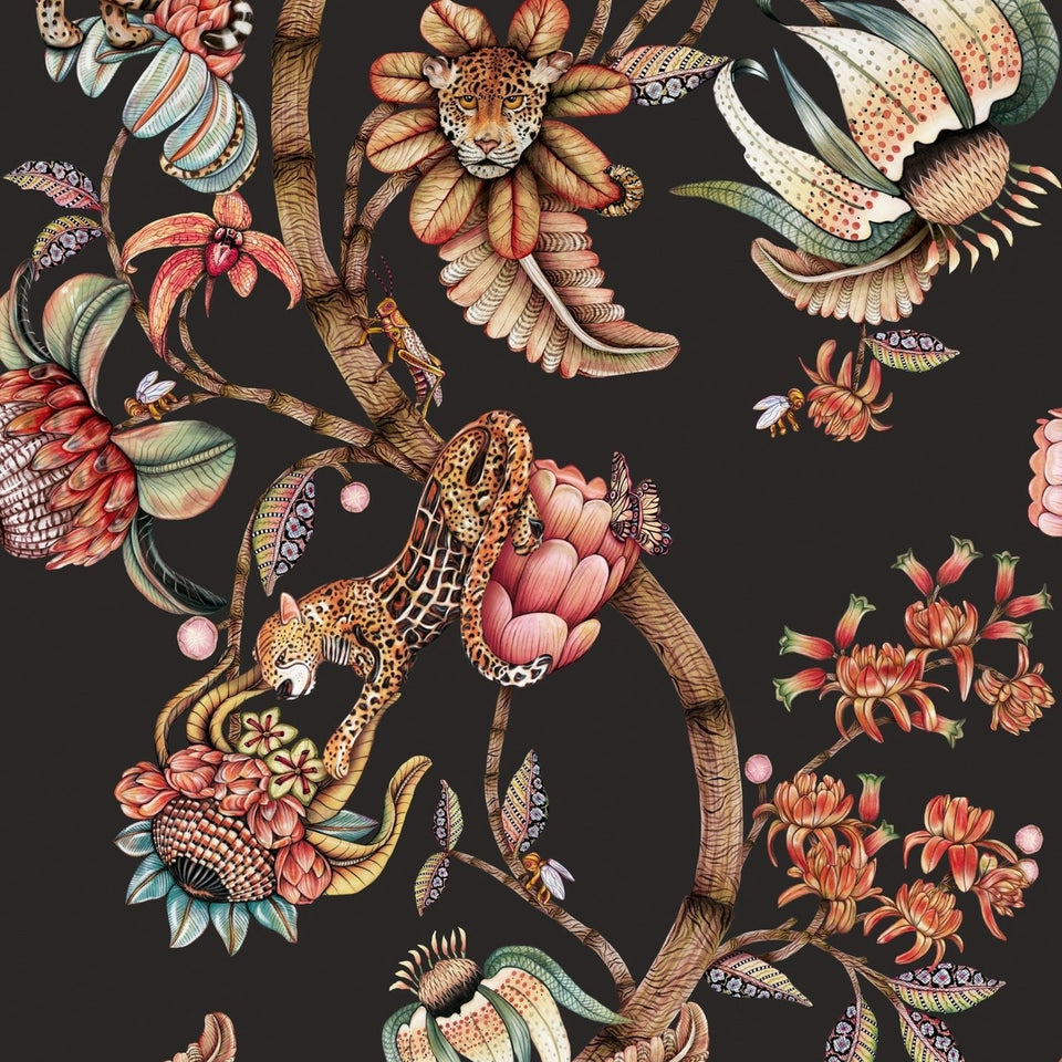 Protea Panthera wallpaper in Onyx by Cole & Son — design detail