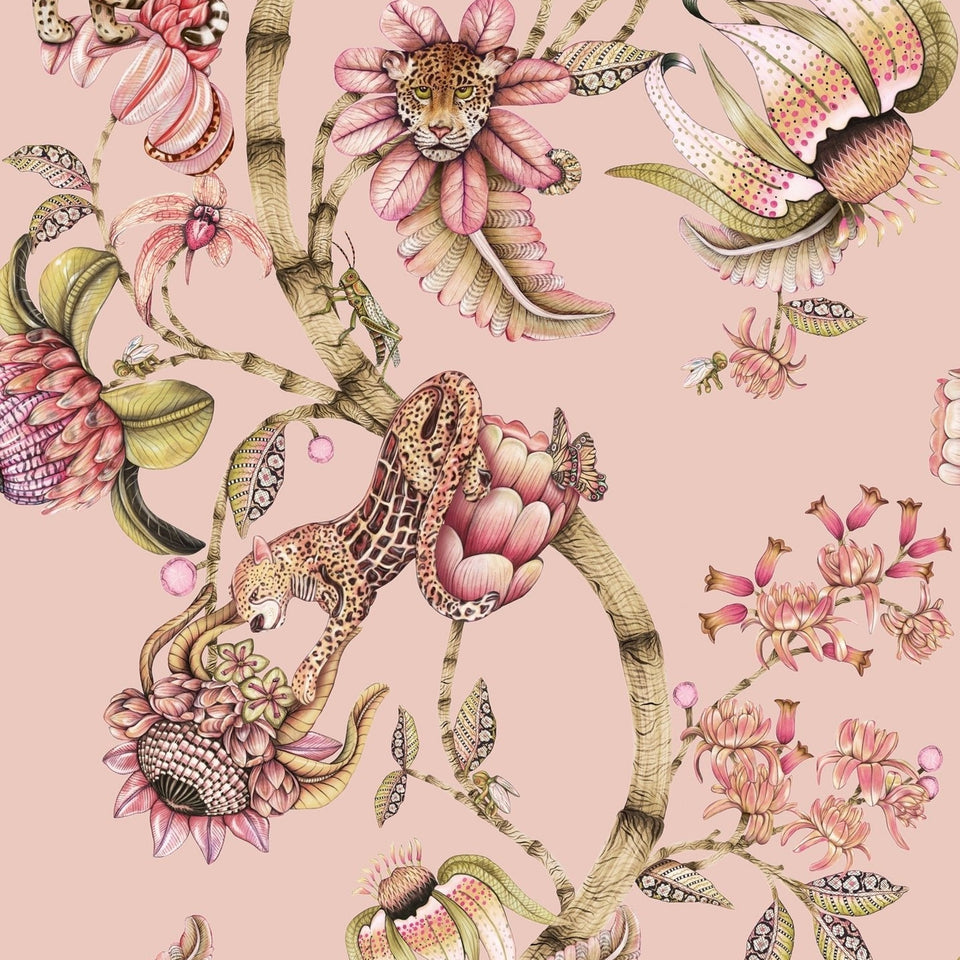 Protea Panthera wallpaper in Rose Quartz by Cole & Son — design detail